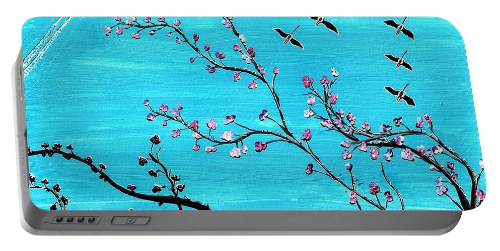 Tree Portable Battery Charger featuring the painting Under a tree by Paul Fields