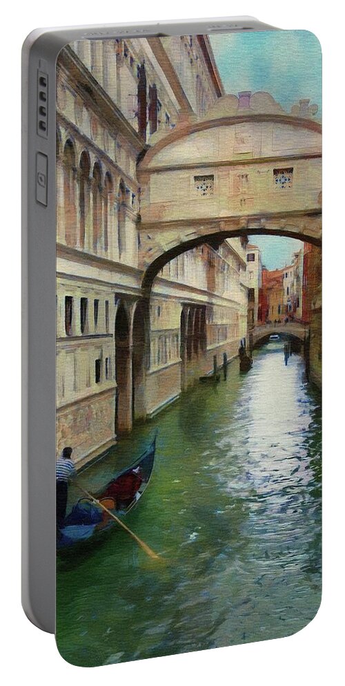 Bridge Of Sighs Portable Battery Charger featuring the painting Under the Bridge of Sighs by Jeffrey Kolker