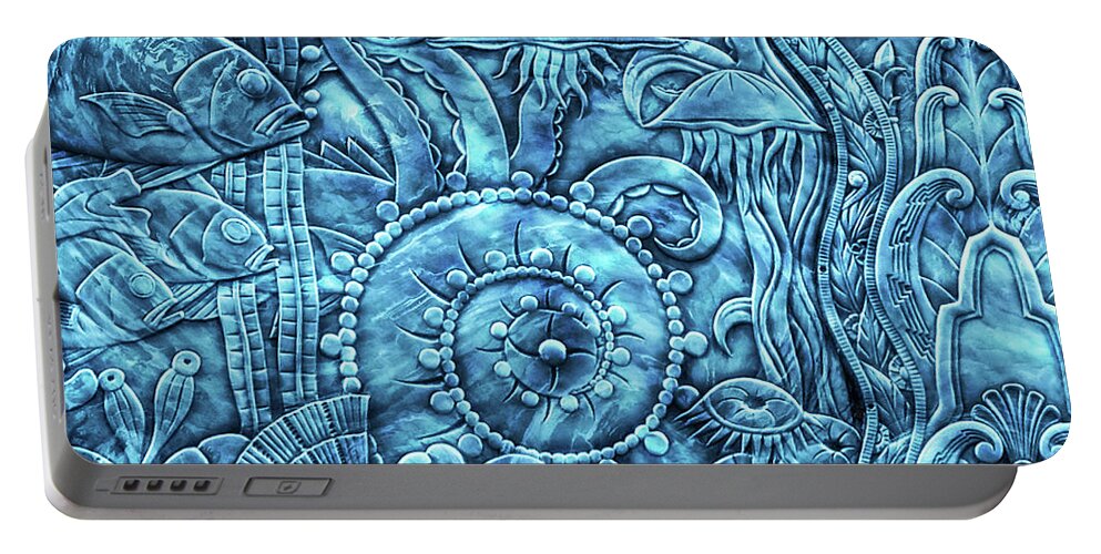 Under The Sea Portable Battery Charger featuring the mixed media Under The Sea by DiDesigns Graphics