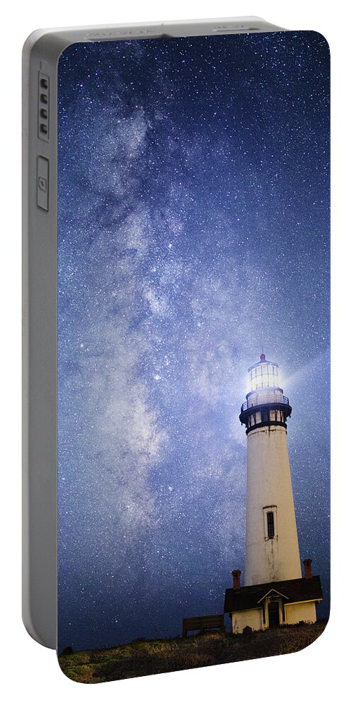 Lighthouse Portable Battery Charger featuring the photograph Under The Stars by Erick Castellon