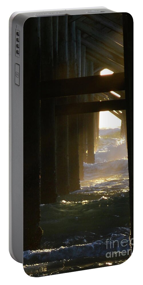 Beach Prints Portable Battery Charger featuring the photograph Under the Sunglow Pier by Julianne Felton