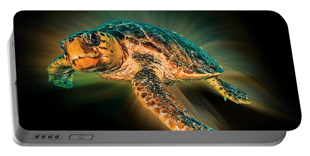 Turtle Portable Battery Charger featuring the photograph Undersea Turtle by Debra and Dave Vanderlaan