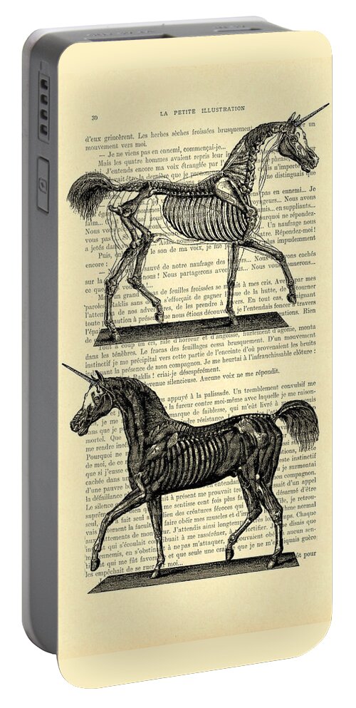 Unicorn Portable Battery Charger featuring the digital art Unicorns anatomy by Madame Memento