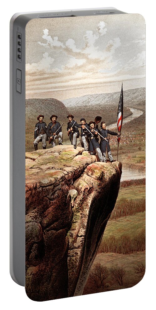 Civil War Portable Battery Charger featuring the painting Union Soldiers On Lookout Mountain by War Is Hell Store
