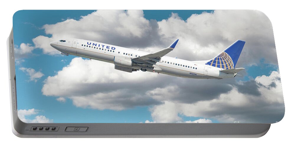 Boeing Portable Battery Charger featuring the digital art United Airlines Boeing 737 by Airpower Art