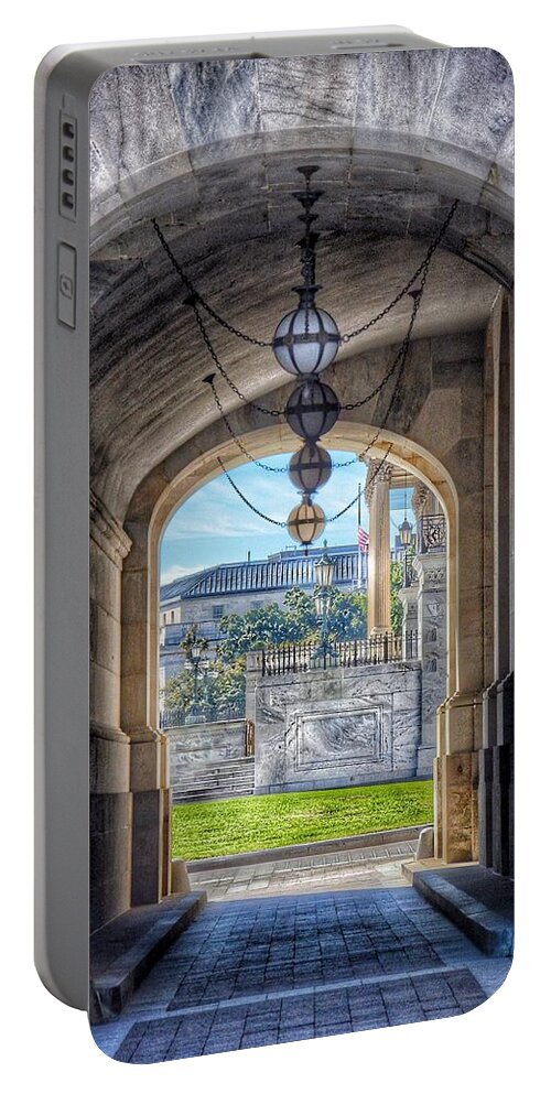 United States Capitol Portable Battery Charger featuring the photograph United States Capitol - Archway by Marianna Mills