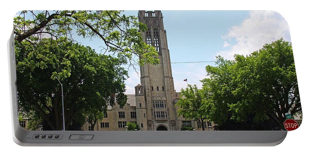 University Of Toledo Portable Battery Charger featuring the photograph University Hall in the Spring by Michiale Schneider