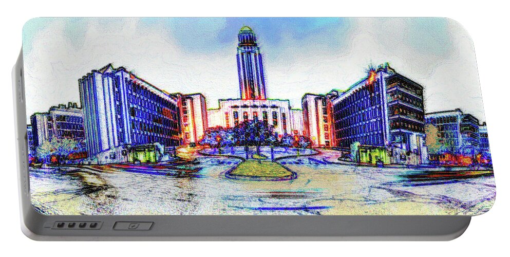 Pavillon Roger-gaudry Portable Battery Charger featuring the mixed media University of Montreal by DJ Fessenden