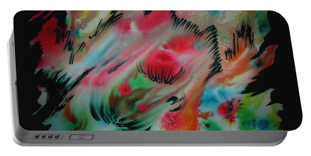 Art Portable Battery Charger featuring the mixed media Floral by Tamal Sen Sharma