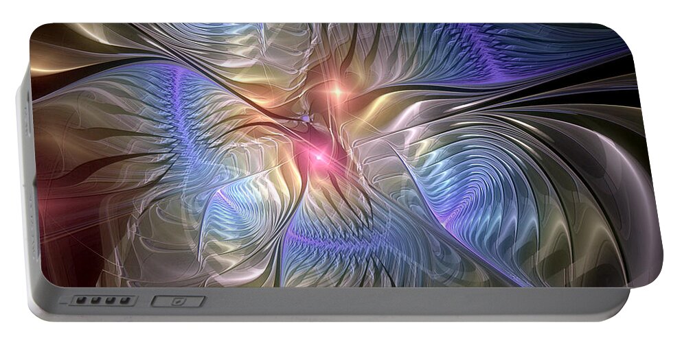 Abstract Portable Battery Charger featuring the digital art Upon the Wings of Music by Casey Kotas