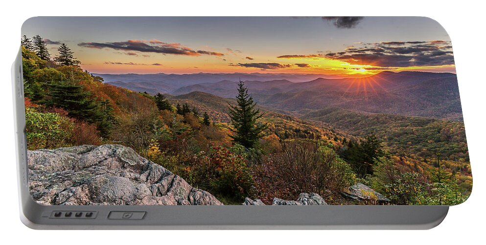 Blue Ridge Mtns Portable Battery Charger featuring the photograph Upon This Rock Blue Ridge Mountains by Donnie Whitaker