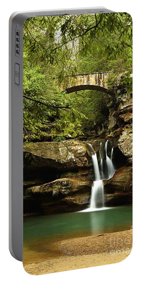 Photography Portable Battery Charger featuring the photograph Upper Falls, Hocking Hills State Park by Larry Ricker