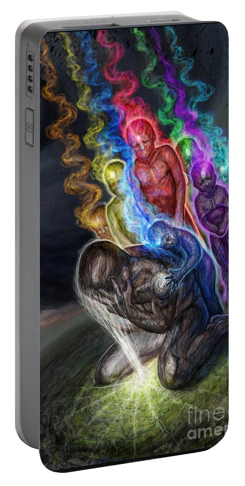 Tonykoehl Portable Battery Charger featuring the mixed media Ur not alone by Tony Koehl