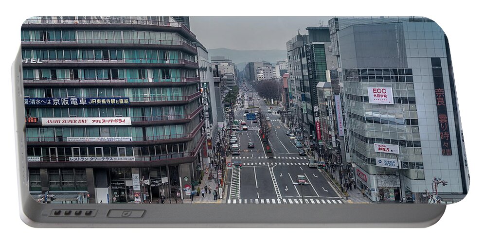 Kyoto Portable Battery Charger featuring the photograph Urban Avenue, Kyoto Japan by Perry Rodriguez