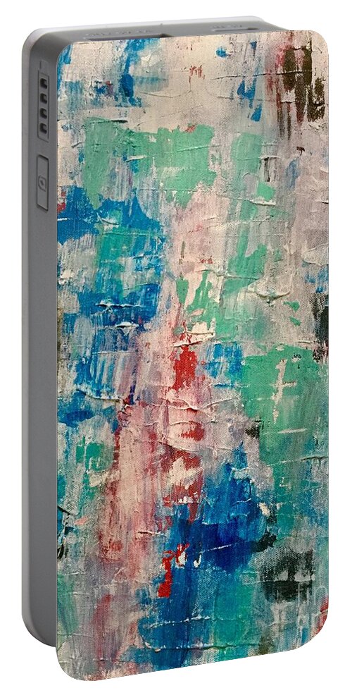 Abstract Portable Battery Charger featuring the painting Urban Decay by Elle Justine