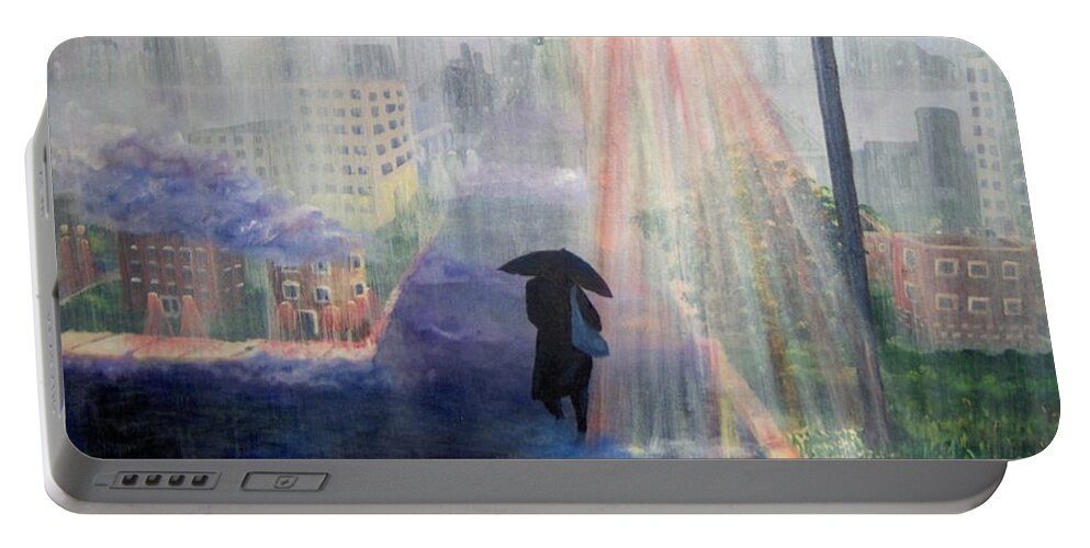 City Portable Battery Charger featuring the painting Urban Life by Saundra Johnson