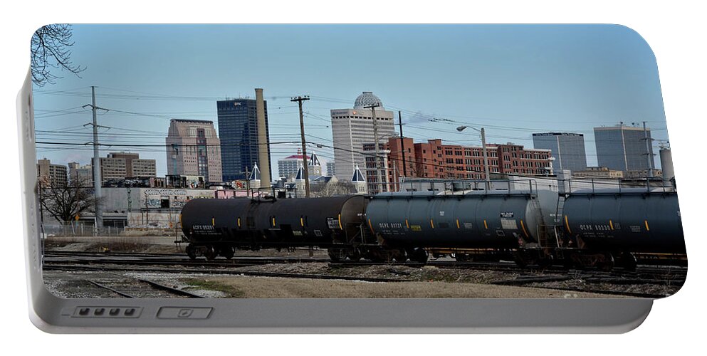 Royal Photography Portable Battery Charger featuring the photograph Urban Train View by FineArtRoyal Joshua Mimbs