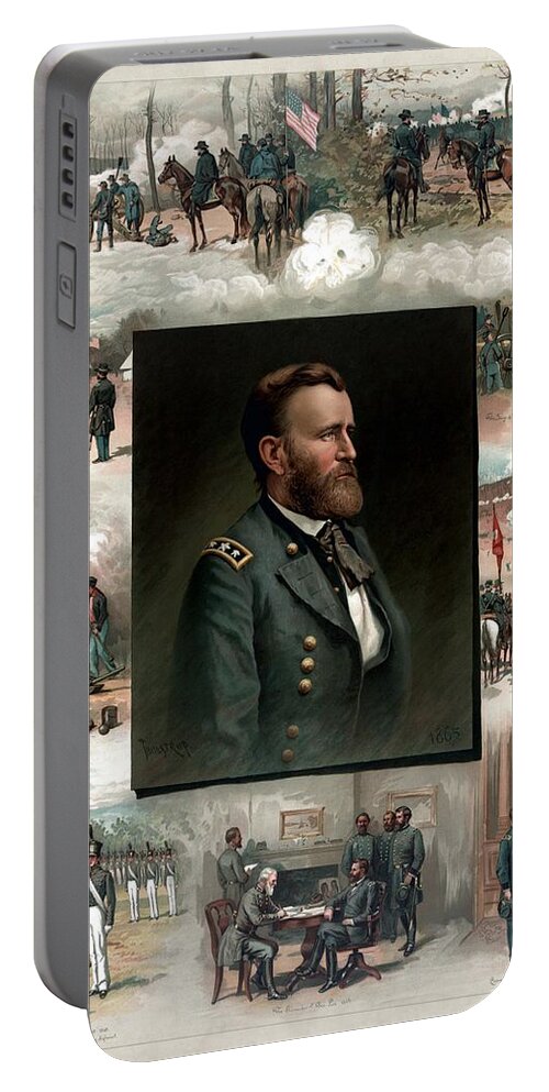 President Grant Portable Battery Charger featuring the painting US Grant's Career In Pictures by War Is Hell Store