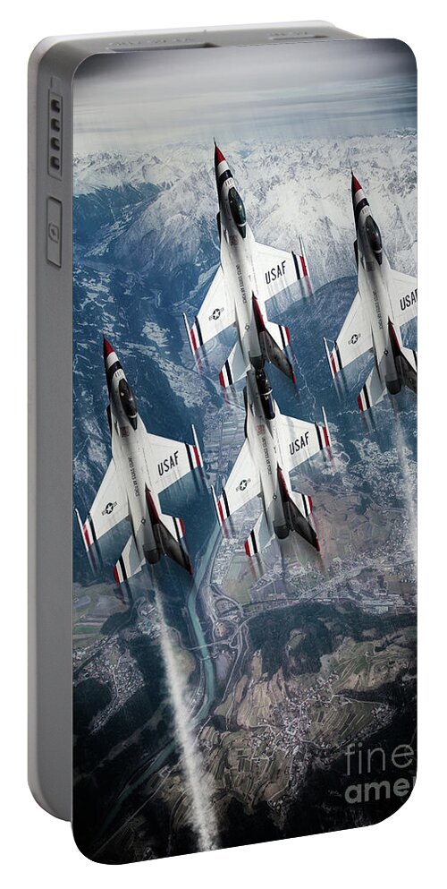 Thunderbirds Portable Battery Charger featuring the digital art USAF Thunderbirds by Airpower Art