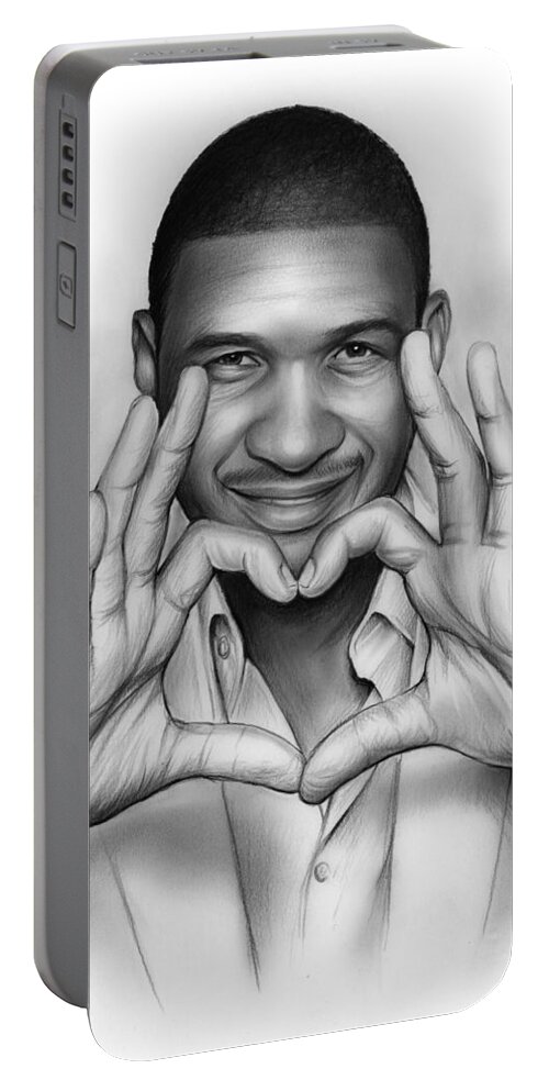 Usher Portable Battery Charger featuring the drawing Usher by Greg Joens