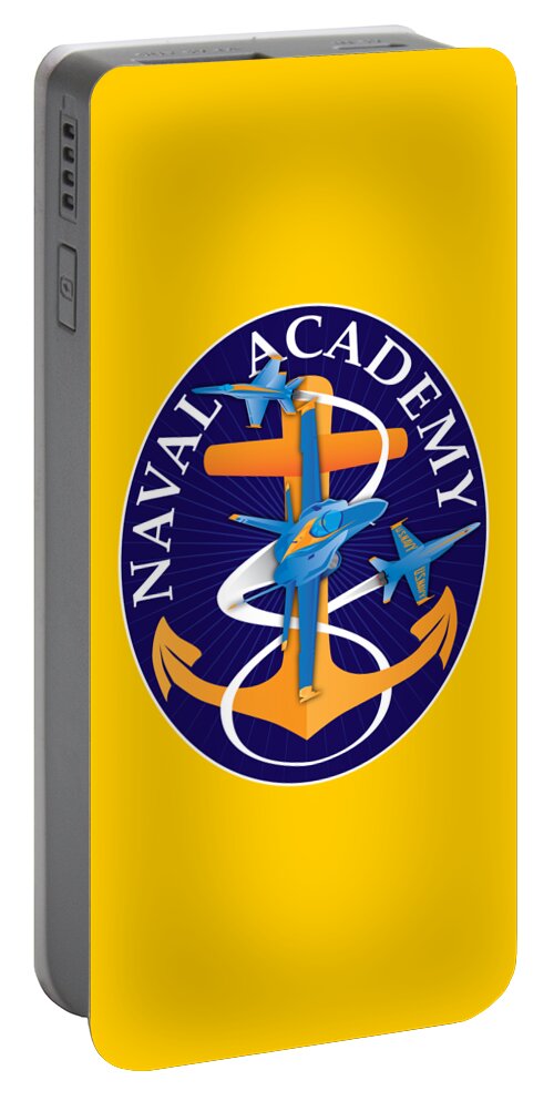 Usna Portable Battery Charger featuring the digital art USNA Anchors Aweigh Fouled Anchor by Joe Barsin