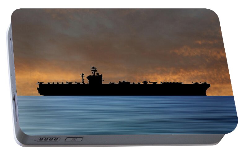 Uss Abraham Lincoln Portable Battery Charger featuring the photograph USS Abraham Lincoln 1988 v3 by Smart Aviation