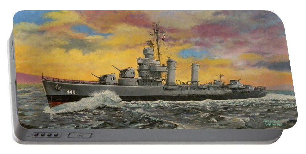 Destroyer Portable Battery Charger featuring the painting USS Ericsson by Duwayne Williams