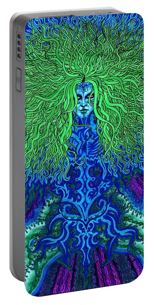 Voice Portable Battery Charger featuring the drawing UyuLala by Baruska A Michalcikova