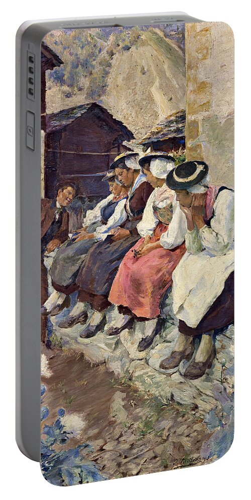 Otto Vautier Portable Battery Charger featuring the painting Valaisannes by Otto Vautier
