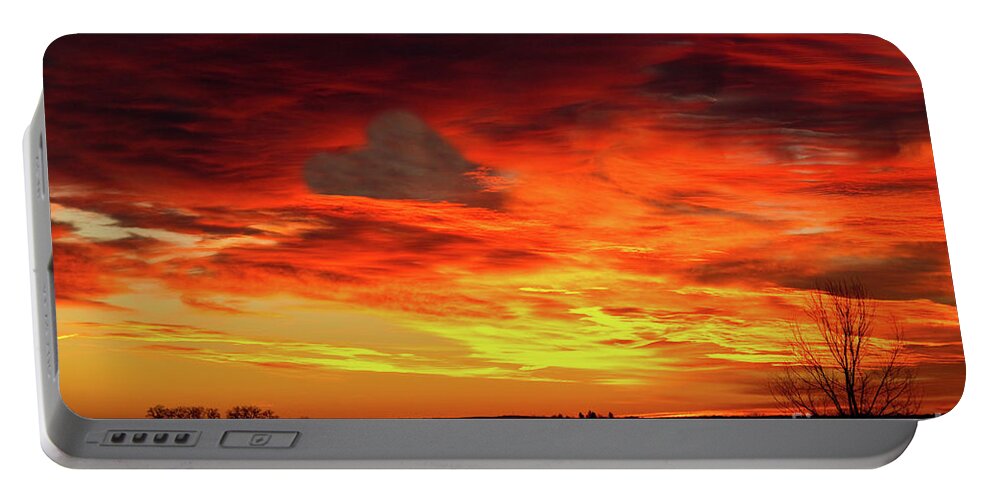 Hearts Portable Battery Charger featuring the photograph Valentines Day Sunrise Love in the Clouds Nature Image by James BO Insogna