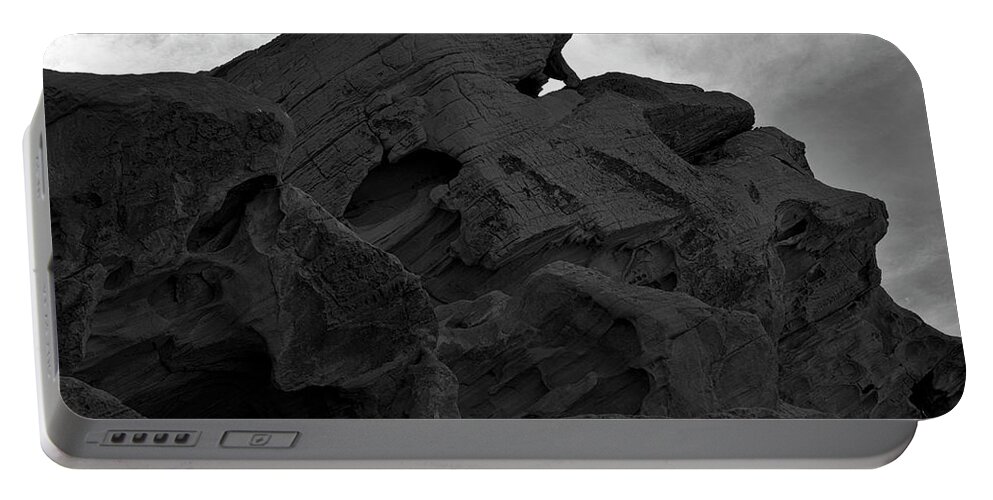 Valley Of Fire Portable Battery Charger featuring the photograph Valley of Fire IV SQ BW by David Gordon