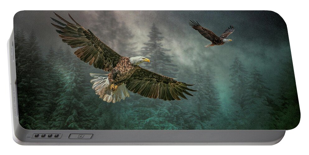 Bald Eagle Portable Battery Charger featuring the photograph Valley of The Eagles. by Brian Tarr