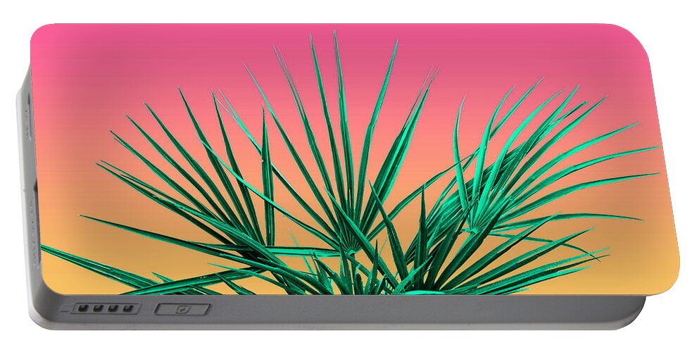 Palm Tree Portable Battery Charger featuring the photograph Vaporwave Palm Life - Miami Sunset by Jennifer Walsh