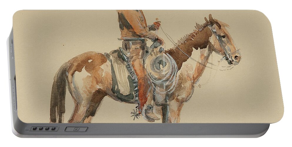 Edward Borein (1872-1945) Vaquero (circa 1920) - Watercolor On Paper Portable Battery Charger featuring the painting Vaquero by MotionAge Designs