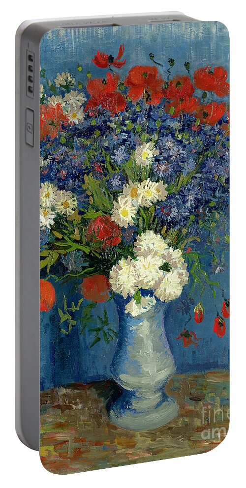 Still Portable Battery Charger featuring the painting Vase with Cornflowers and Poppies by Vincent Van Gogh