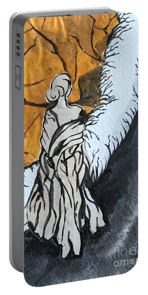 Sumi Ink Portable Battery Charger featuring the drawing Veins by M Bellavia