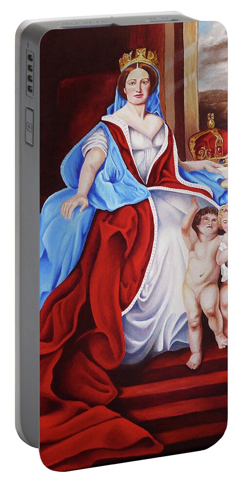 Virgin Mary Portable Battery Charger featuring the painting Venerated Virgin by Vic Ritchey