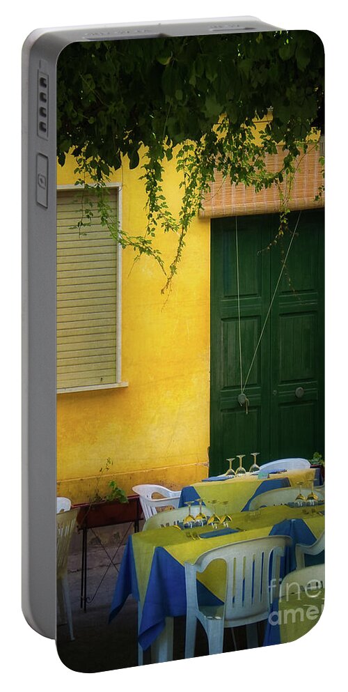 Ventotene Portable Battery Charger featuring the photograph Ventotene Cafe by Doug Sturgess