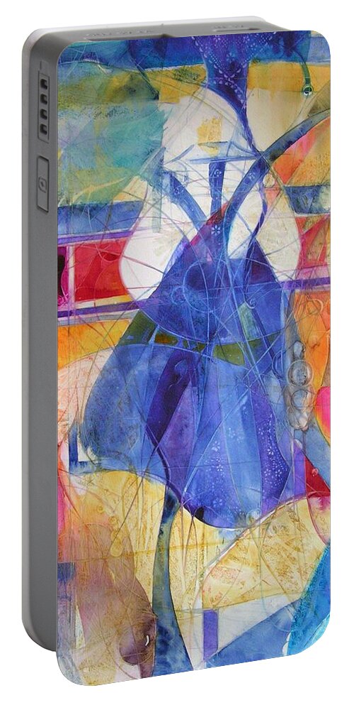 Abstracted Portable Battery Charger featuring the painting Vermeer Was Here by Annika Farmer