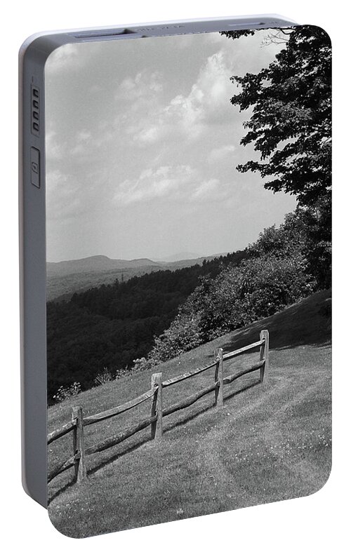 America Portable Battery Charger featuring the photograph Vermont Countryside 2006 BW by Frank Romeo