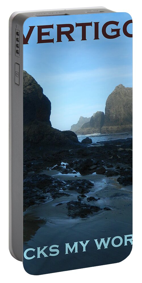 An Early Morning Low Tide Beach Scene With Large Rocks At Oceanside Beach Portable Battery Charger featuring the photograph Vertigo Rocks My World Two by Gallery Of Hope 