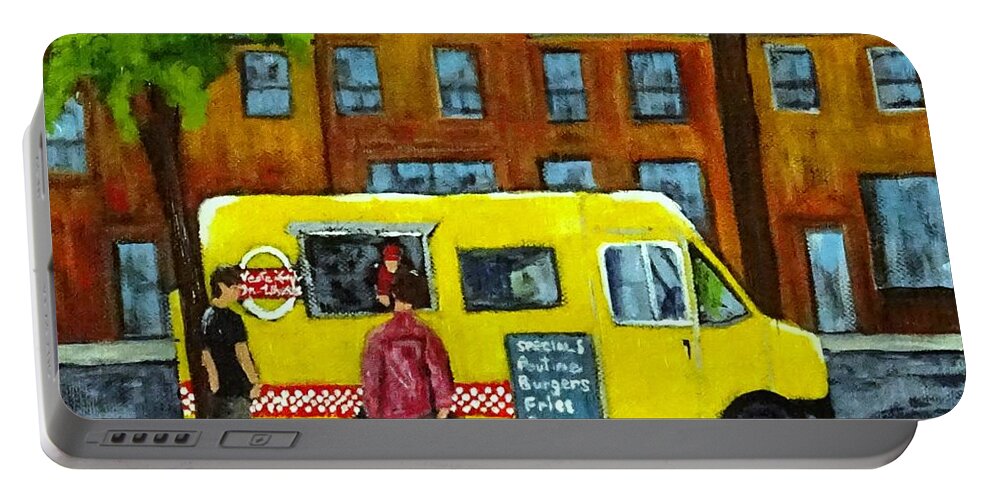 Food Truck Portable Battery Charger featuring the painting Vesta Lunch by Diane Arlitt