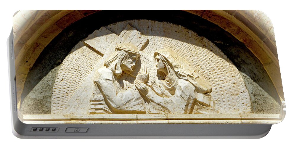 Christian Art Portable Battery Charger featuring the photograph Via Dolorosa 4th station by Adriana Zoon