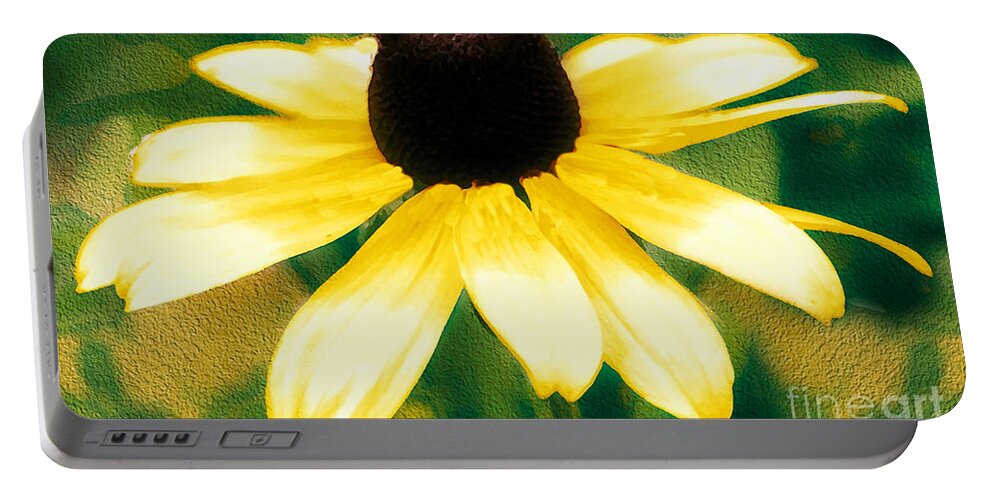 Yellow Portable Battery Charger featuring the photograph Vibrant Yellow Coneflower by Judy Palkimas