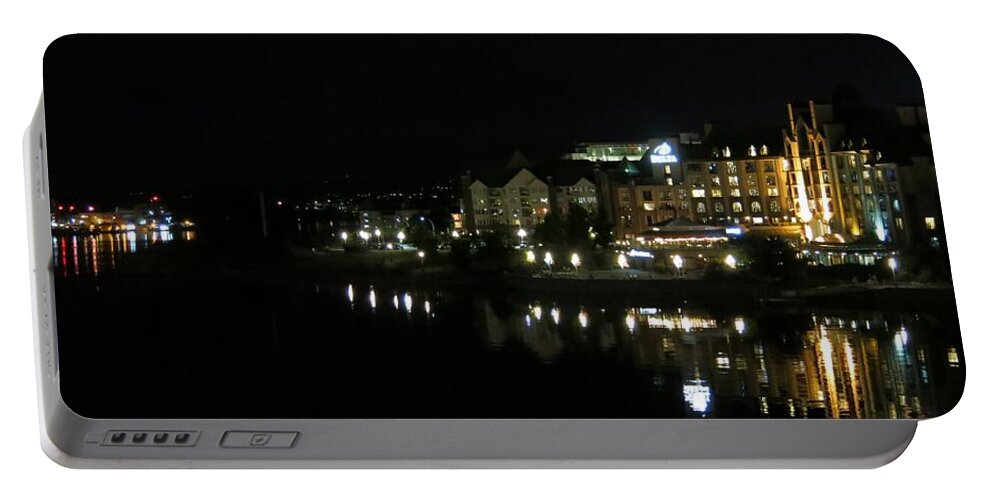 Night Lights Portable Battery Charger featuring the photograph Victoria Harbor Night View by Betty Buller Whitehead