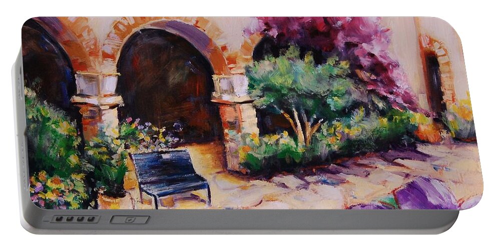 Wild Violets Portable Battery Charger featuring the painting Victorias Violets by Jean Cormier