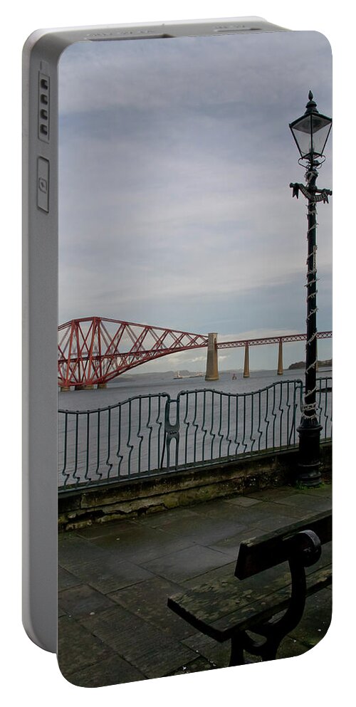 Forth Rail Bridge Portable Battery Charger featuring the photograph View at the Forth rail bridge from High Street in South Queensferry by Elena Perelman