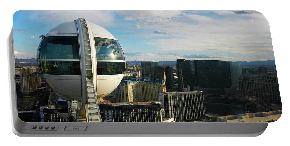 Las Vegas Portable Battery Charger featuring the photograph View from Tallest Ferris Wheel Vegas by Marilyn Hunt
