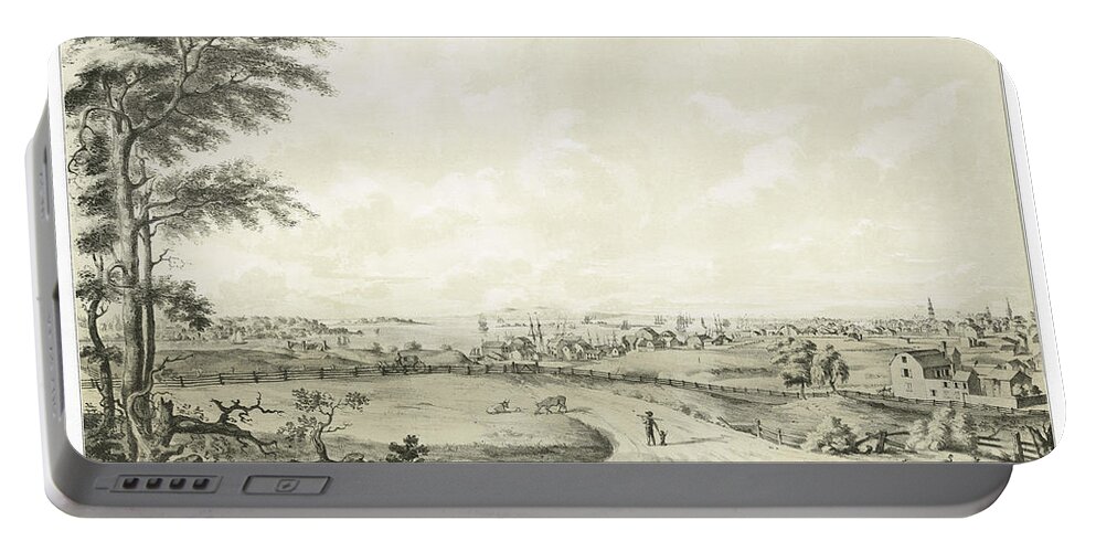 View Of The City Of New York In 1792 By George Hayward Portable Battery Charger featuring the painting View of the City of New York by George Hayward
