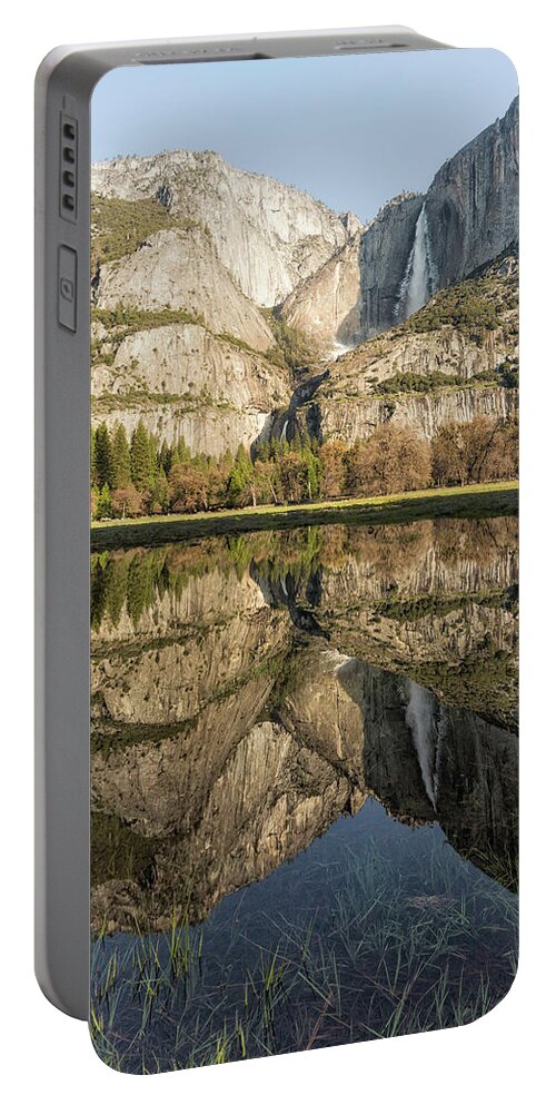 Yosemite Falls Portable Battery Charger featuring the photograph View of Yosemite Falls from Cook's Meadow by Belinda Greb